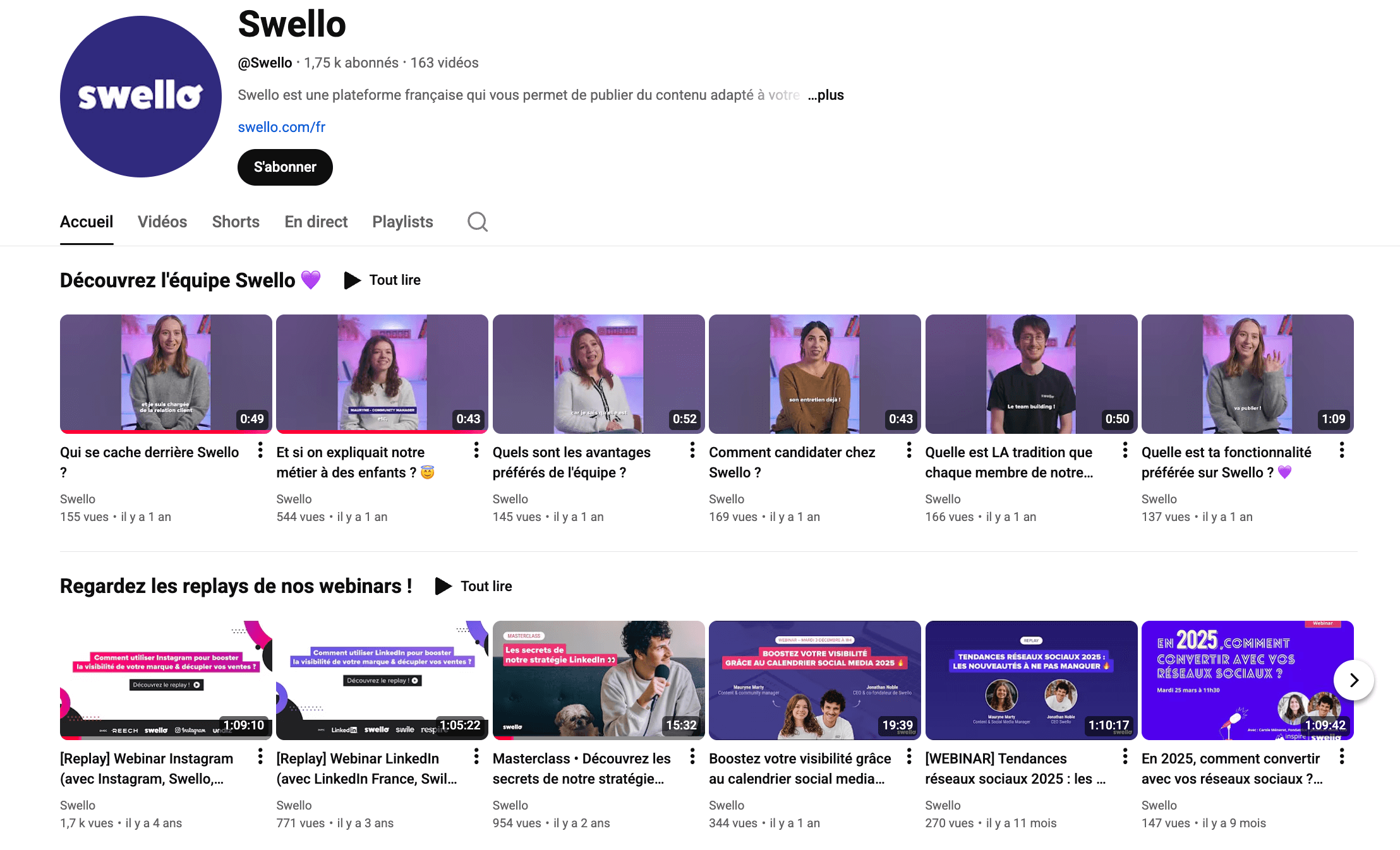 chaine youtube swello