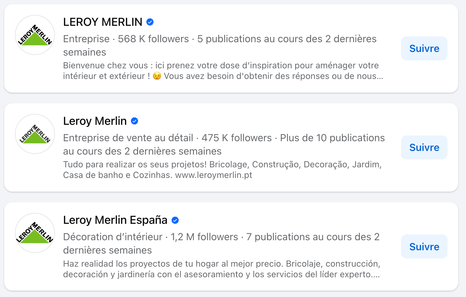 exemple pages lieux instagram