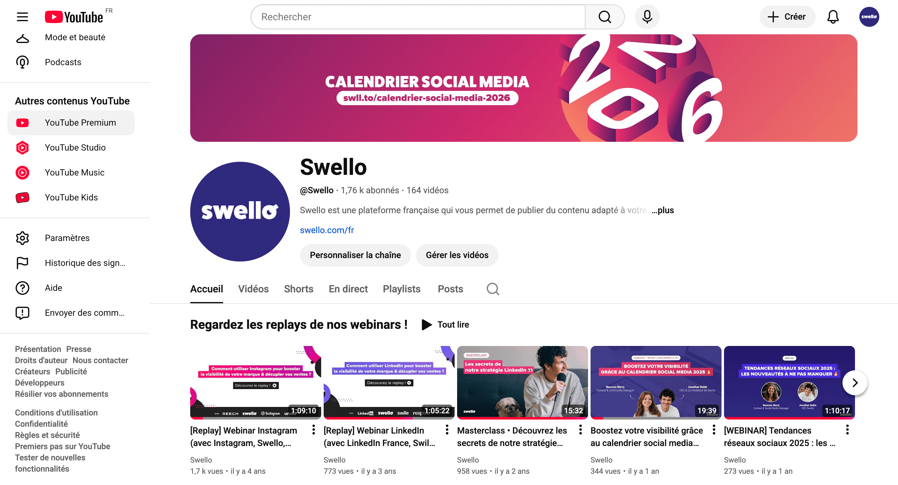 chaine youtube swello