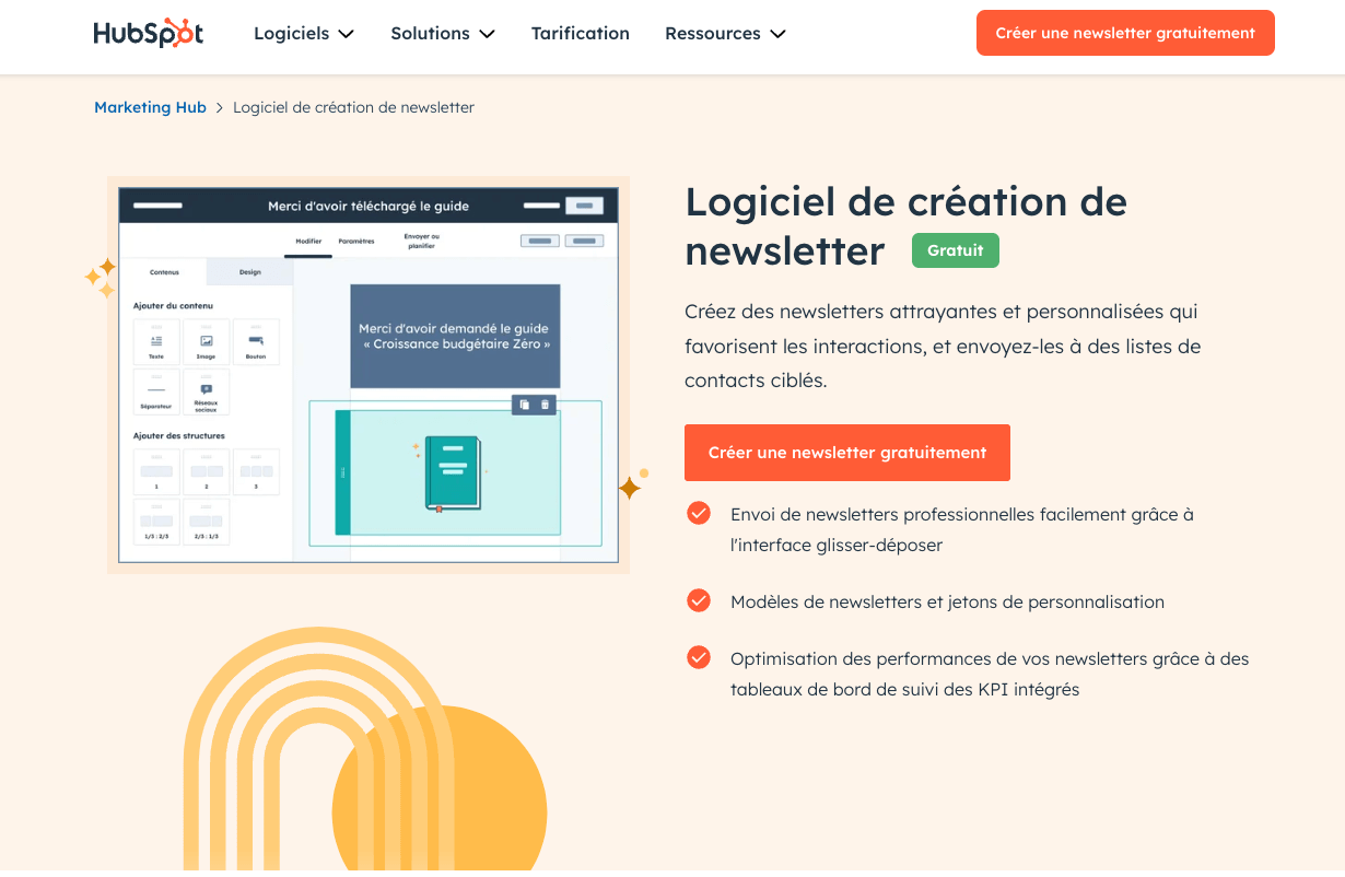 créer des newsletter avec hubspot