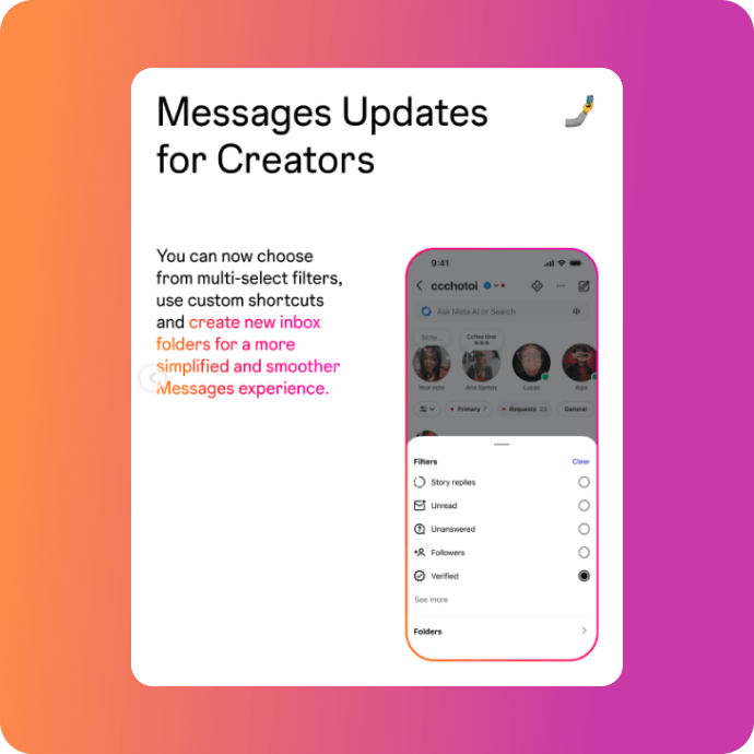 Nouvelles fonctionnalités dans les DM Instagram