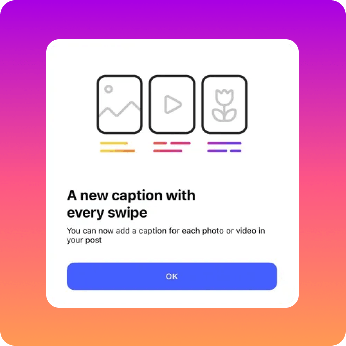 Instagram teste les légendes personnalisées dans les carrousels